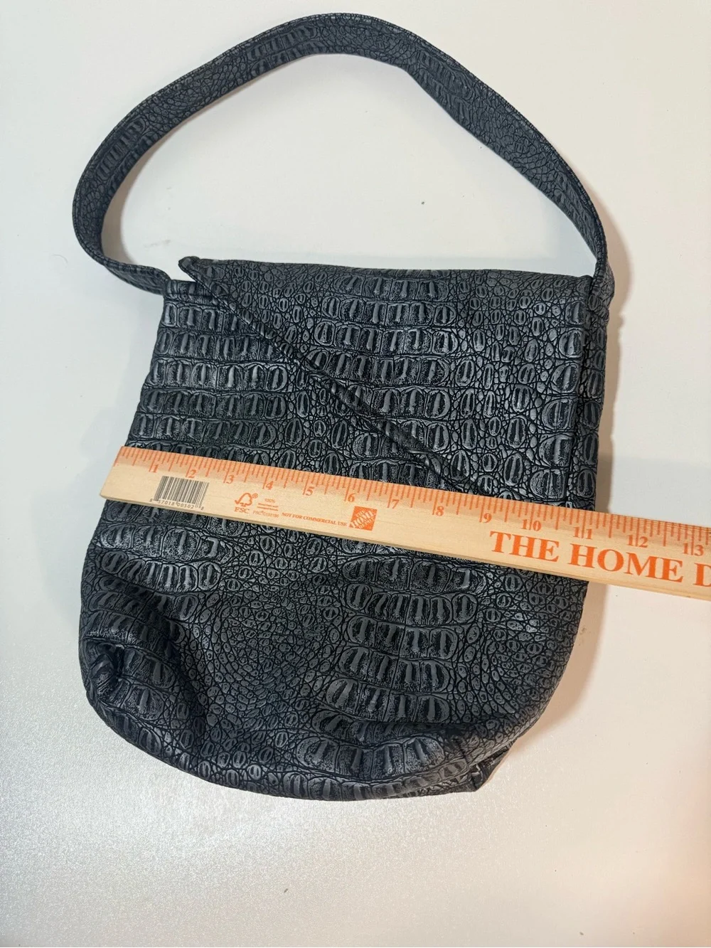 Black Crocodile Embossed Shoulder Bag Handbag
